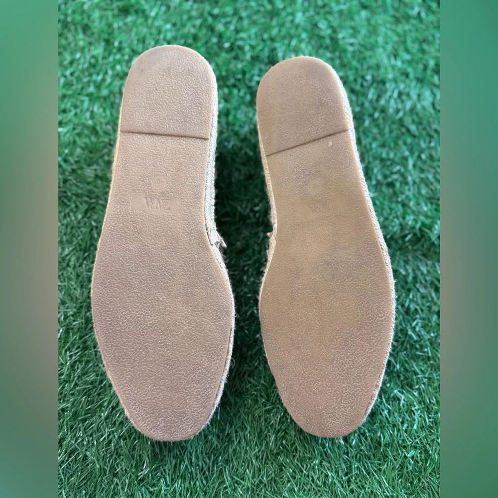 ZARA‎ Beige and Black Woven Espadrilles Size 40